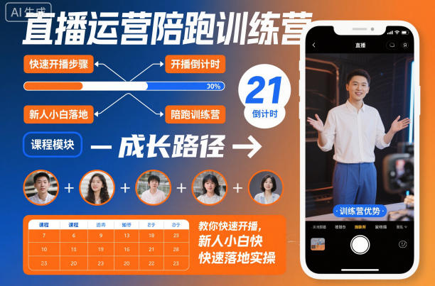 直播运营陪跑训练营，教你快速开播，新人小白快速落地实操-亿佰盟网