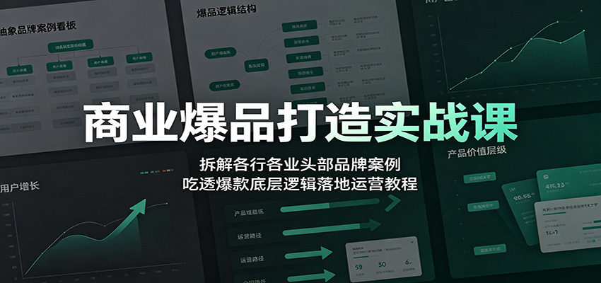商业爆品打造实战课：拆解各行各业头部品牌案例，吃透爆款底层逻辑落地运营教程-亿起创业网-副业兼职月入过万-自媒体、引流推广、网赚项目、短视频、技术教程等创业项目资源