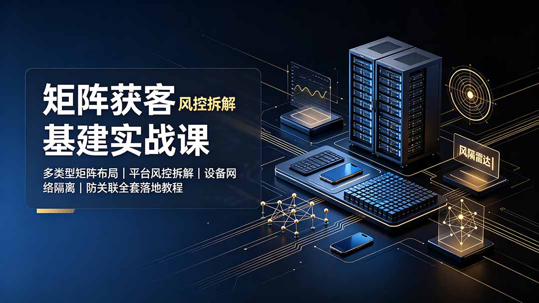 矩阵获客基建实战课：多类型矩阵布局｜平台风控拆解｜设备网络隔离｜防关联全套落地教程-亿起创业网-副业兼职月入过万-自媒体、引流推广、网赚项目、短视频、技术教程等创业项目资源