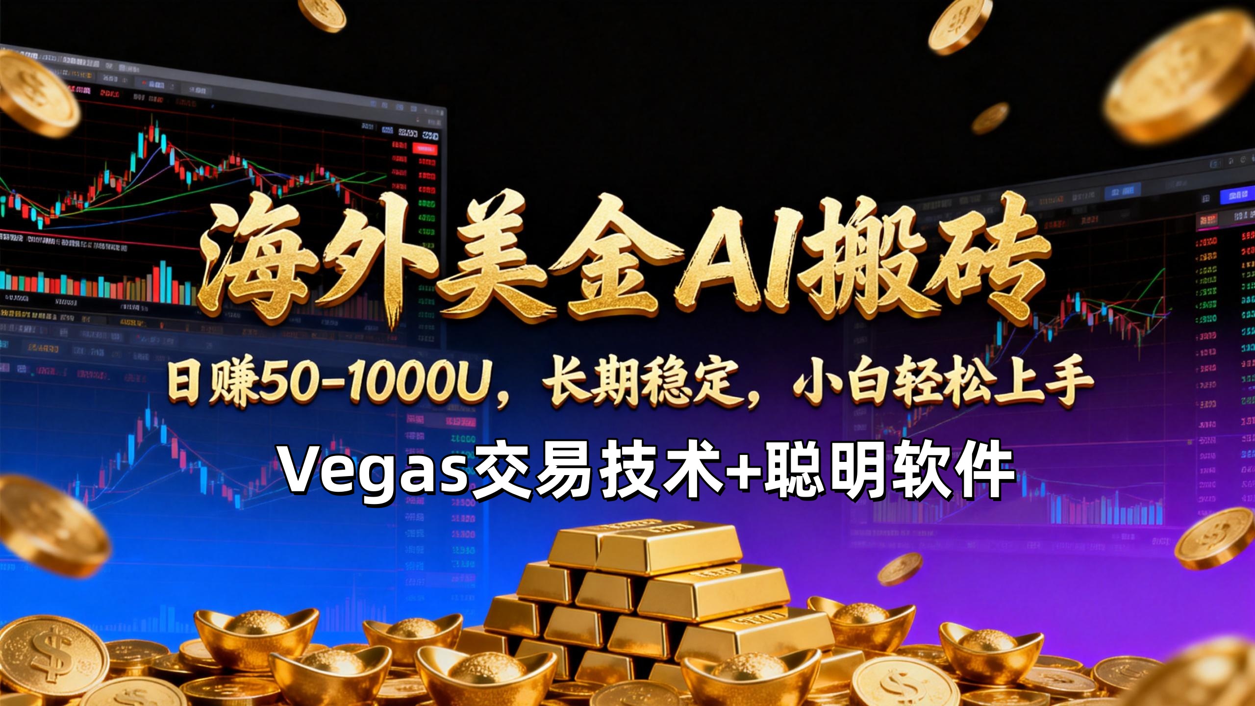 【海外美金AI搬砖】Vegas交易技术+聪明软件，日赚50-1000U，长期稳定，小白轻松上手。-亿佰盟网