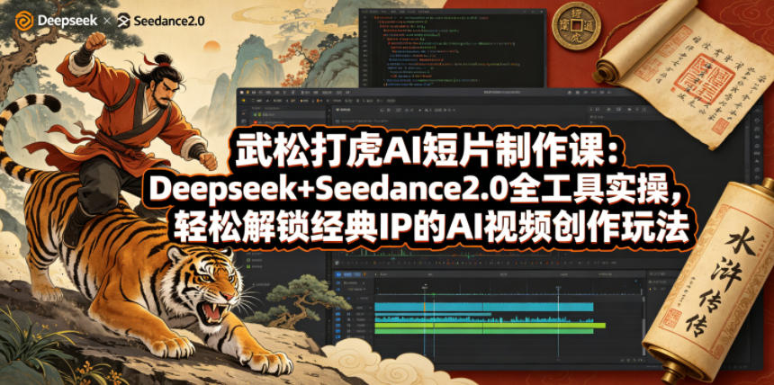 武松打虎AI短片制作课：Deepseek+Seedance2.0全工具实操，轻松解锁经典IP的AI视频创作玩法-亿起创业网-副业兼职月入过万-自媒体、引流推广、网赚项目、短视频、技术教程等创业项目资源