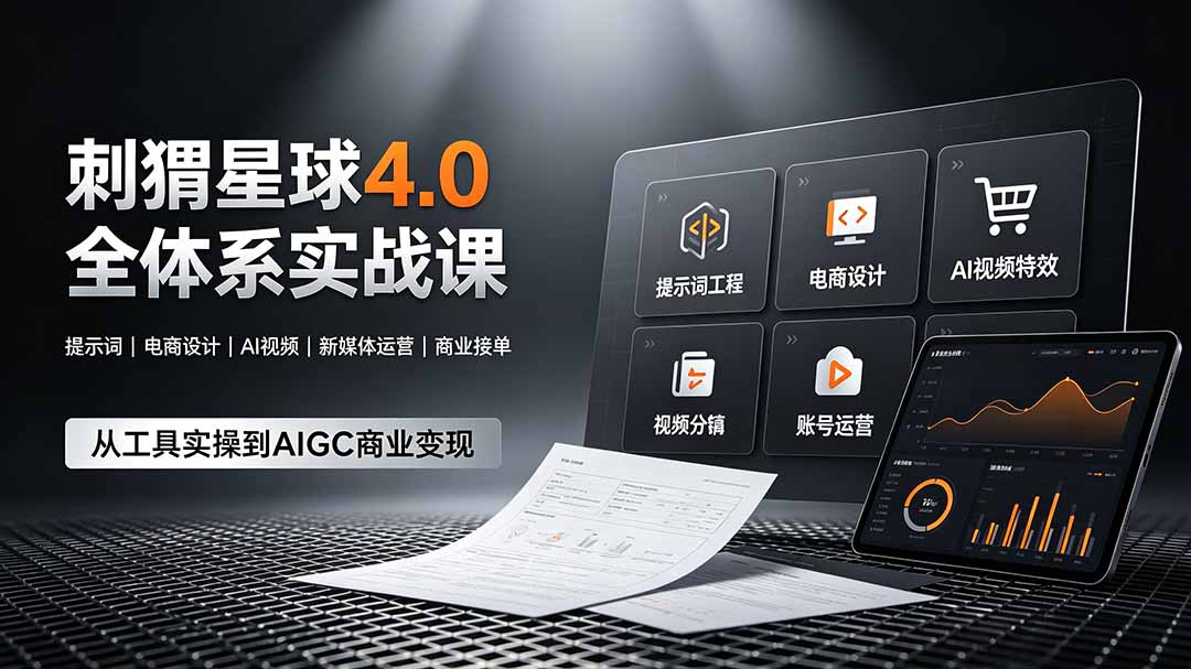 刺猬星球4.0全体系实战课，覆盖提示词工程、电商设计、AI视频特效与新媒体运营，一站式掌握AIGC商业核心技能-亿起创业网-副业兼职月入过万-自媒体、引流推广、网赚项目、短视频、技术教程等创业项目资源