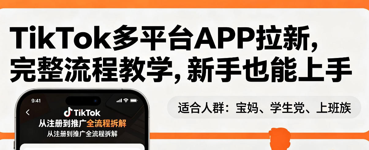 TikTok多平台APP拉新,完整流程教学,新手也能上手,轻松出海搞美金-亿起创业网-副业兼职月入过万-自媒体、引流推广、网赚项目、短视频、技术教程等创业项目资源