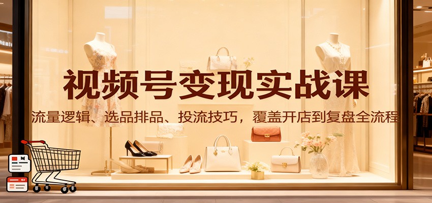 视频号变现实战课：流量逻辑、选品排品、投流技巧，覆盖开店到复盘全流程-亿佰盟网