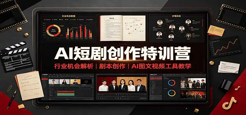 AI短剧创作特训营：行业机会解析，剧本创作，AI图文视频工具教学(文字版)-亿起创业网-副业兼职月入过万-自媒体、引流推广、网赚项目、短视频、技术教程等创业项目资源