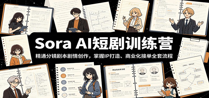 Sora AI短剧训练营：精通分镜剧本剧情创作，掌握IP打造、商业化接单全套流程-亿起创业网-副业兼职月入过万-自媒体、引流推广、网赚项目、短视频、技术教程等创业项目资源