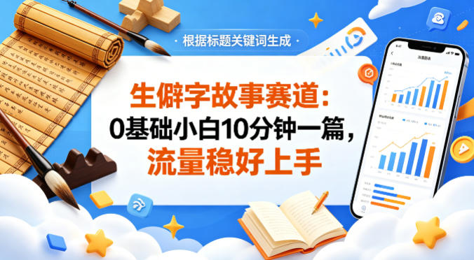 公众号流量主——生僻字故事赛道，流量稳，好上手，0基础小白也能10分钟一篇-亿起创业网-副业兼职月入过万-自媒体、引流推广、网赚项目、短视频、技术教程等创业项目资源