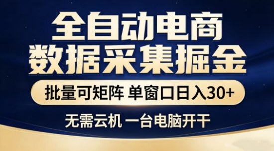 独家电商数据全自动采集项目，批量可矩阵，单窗口轻松日入3张+【揭秘】-亿佰盟网