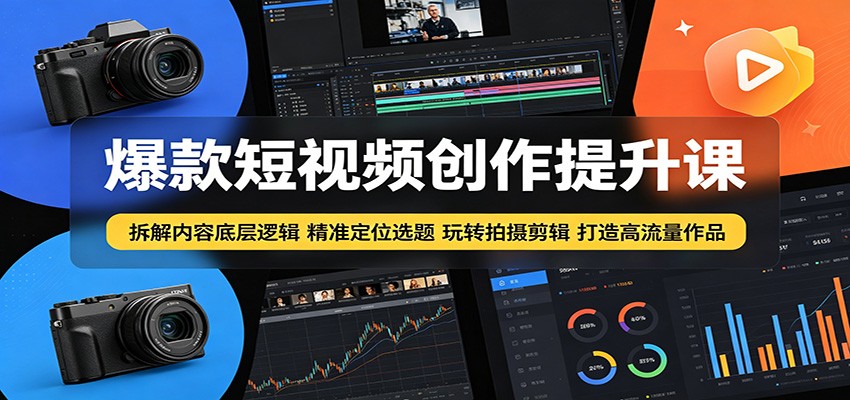 爆款短视频创作提升课:拆解内容底层逻辑,精准定位选题玩转拍摄剪辑打造高流量作品-亿起创业网-副业兼职月入过万-自媒体、引流推广、网赚项目、短视频、技术教程等创业项目资源