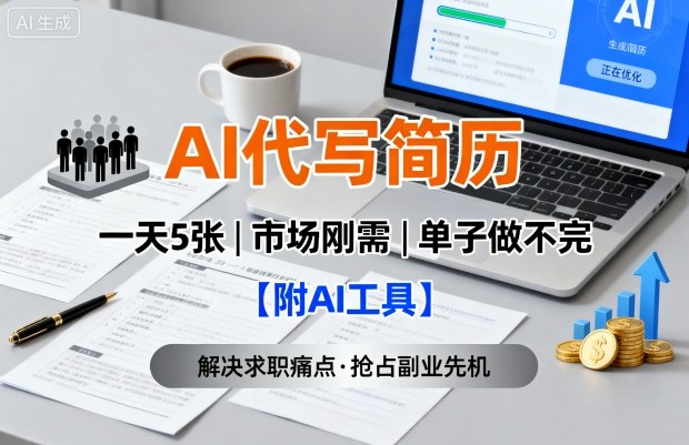 AI代写简历，一天5张，今年找工作难，市场刚需，单子做不完【附AI工具】-亿佰盟网