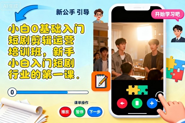 小白0基础入门短剧剪辑运营培训班，新手小白入门短剧行业的第一课-亿佰盟网