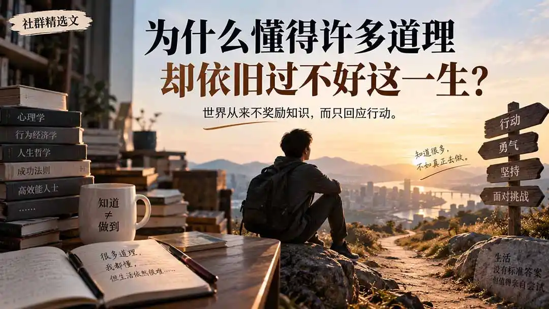 社群精选文：为什么懂得许多道理却依旧过不好这一生？-亿起创业网-副业兼职月入过万-自媒体、引流推广、网赚项目、短视频、技术教程等创业项目资源