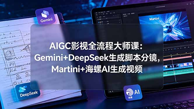 AIGC影视全流程大师课：Gemini+DeepSeek生成脚本分镜，Martini+海螺AI生成视频-亿起创业网-副业兼职月入过万-自媒体、引流推广、网赚项目、短视频、技术教程等创业项目资源
