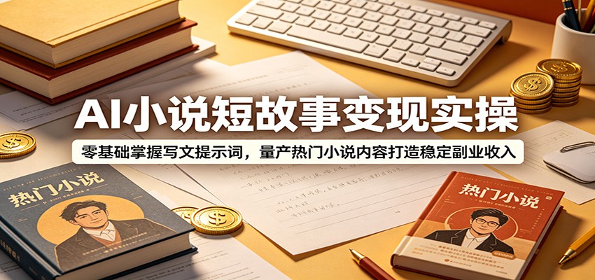 AI小说短故事变现实操：零基础掌握写文提示词，量产热门小说内容打造稳定副业收入-亿起创业网-副业兼职月入过万-自媒体、引流推广、网赚项目、短视频、技术教程等创业项目资源