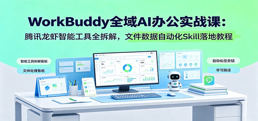 WorkBuddy全域AI办公实战课：腾讯龙虾智能工具全拆解，文件数据自动化Skill落地教程-亿起创业网-副业兼职月入过万-自媒体、引流推广、网赚项目、短视频、技术教程等创业项目资源