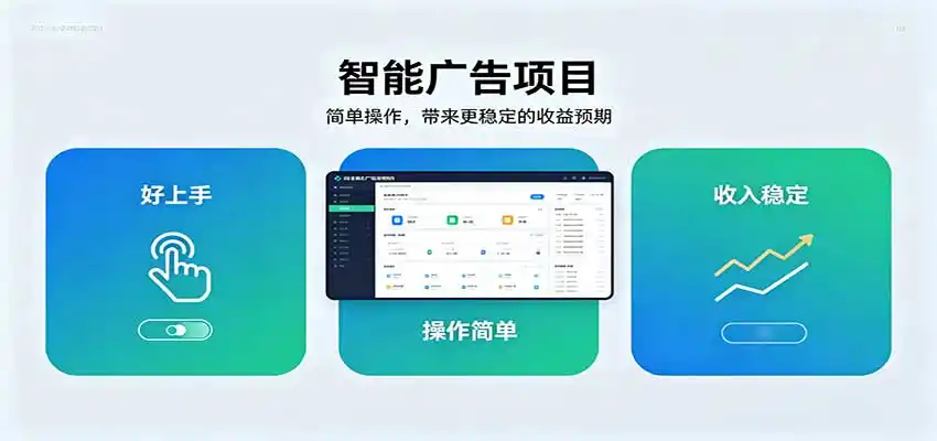 智能广告挂机项目，操作简单上手快，收益稳定可持续。稳定日入300+-亿起创业网-副业兼职月入过万-自媒体、引流推广、网赚项目、短视频、技术教程等创业项目资源