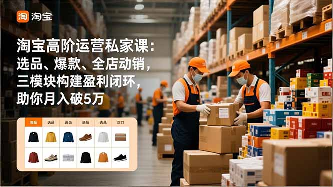 淘宝高阶运营私家课：选品、爆款、全店动销，三模块构建盈利闭环，助你月入破5万(更新12月-亿佰盟网