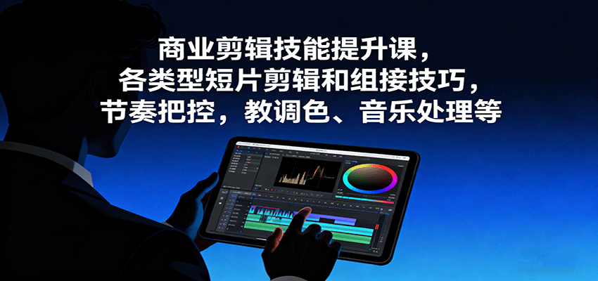 商业剪辑技能提升课，各类型短片剪辑和组接技巧，节奏把控，教调色、音乐处理等-亿佰盟网