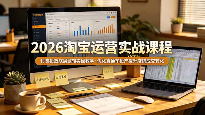 2026 淘宝运营实战课程，付费投放底层逻辑实操教学，优化直通车投产提升店铺成交转化-亿起创业网-副业兼职月入过万-自媒体、引流推广、网赚项目、短视频、技术教程等创业项目资源