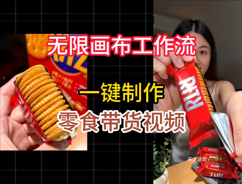 无限画布工作流一键制作零食带货视频，操作简单实操教学-亿起创业网-副业兼职月入过万-自媒体、引流推广、网赚项目、短视频、技术教程等创业项目资源