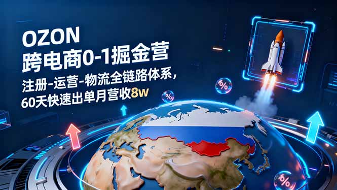 OZON跨境电商0-1掘金营：注册-运营-物流全链路体系，60天快速出单月营收8w-亿佰盟网