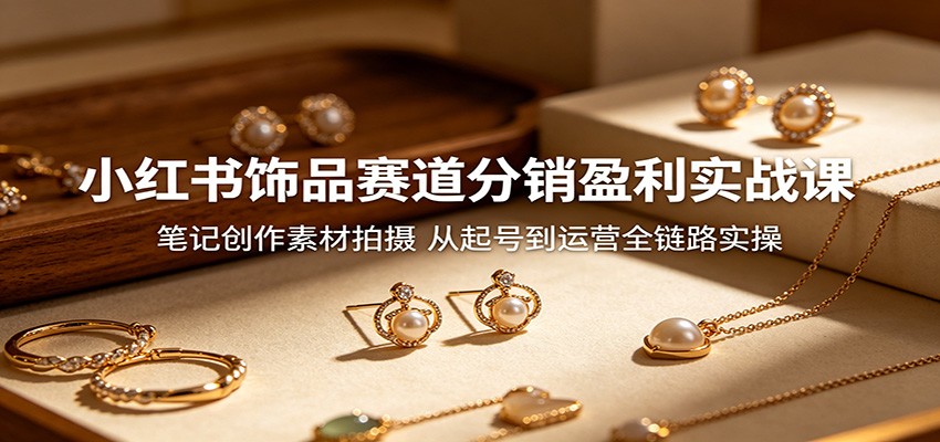 小红书饰品赛道分销盈利实战课：笔记创作素材拍摄，从起号到运营全链路实操-亿起创业网-副业兼职月入过万-自媒体、引流推广、网赚项目、短视频、技术教程等创业项目资源