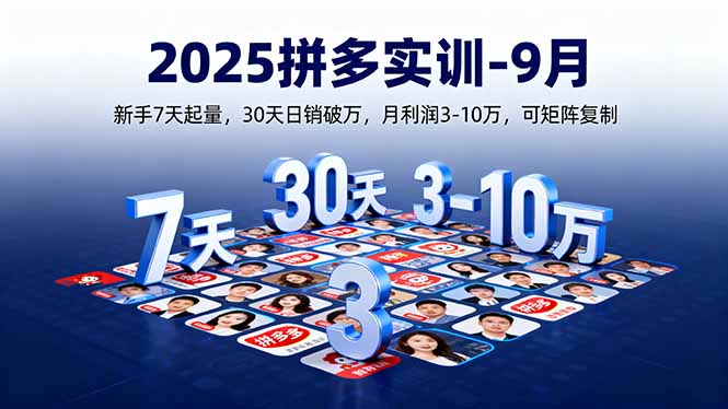 2025拼多多实训-9月：新手7天起量,30天日销破万,月利润3-10万,可矩阵复制-亿佰盟网