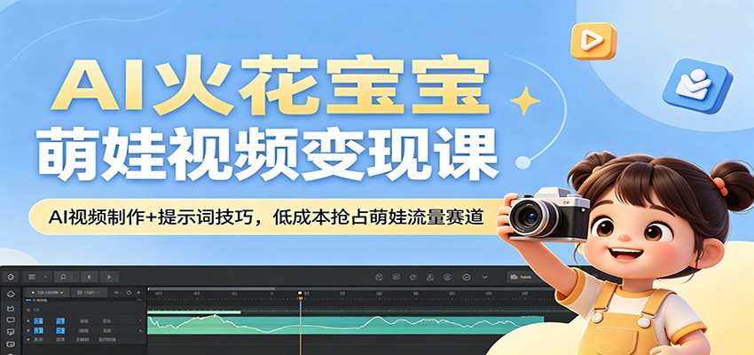 AI火花宝宝萌娃视频变现课：AI视频制作+提示词技巧，低成本抢占萌娃流量赛道-亿起创业网-副业兼职月入过万-自媒体、引流推广、网赚项目、短视频、技术教程等创业项目资源