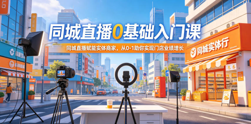 同城直播0基础入门课，同城直播赋能实体商家，从0-1助你实现门店业绩增长-亿起创业网-副业兼职月入过万-自媒体、引流推广、网赚项目、短视频、技术教程等创业项目资源