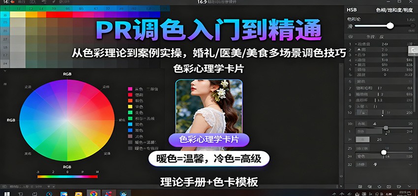 PR调色入门到精通：从色彩理论到案例实操，婚礼/医美/美食多场景调色技巧-亿佰盟网