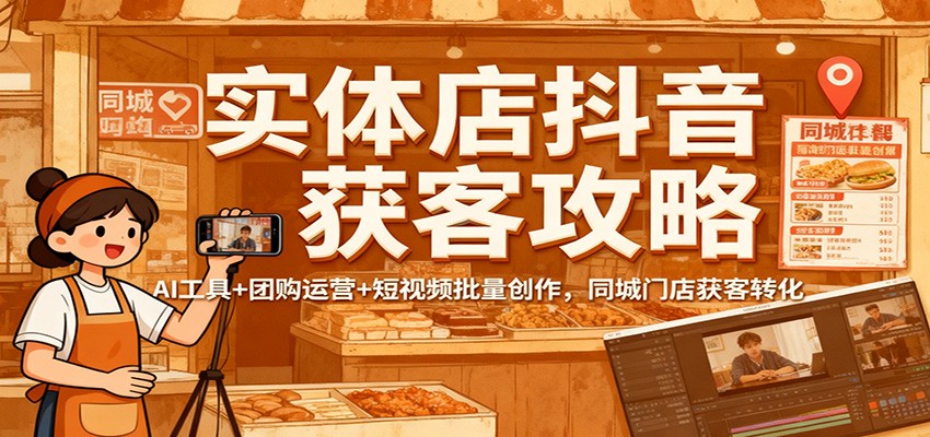 实体店抖音获客攻略：AI工具+团购运营+短视频批量创作，同城门店获客转化-亿佰盟网