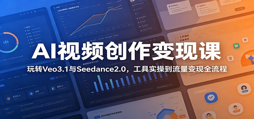 AI视频创作变现课：玩转Veo3.1与Seedance2.0，工具实操到流量变现全流程-亿起创业网-副业兼职月入过万-自媒体、引流推广、网赚项目、短视频、技术教程等创业项目资源