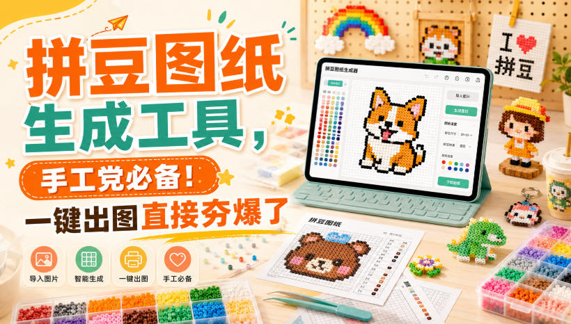 拼豆图纸生成工具，手工党必备！一键出图直接夯爆了-亿起创业网-副业兼职月入过万-自媒体、引流推广、网赚项目、短视频、技术教程等创业项目资源