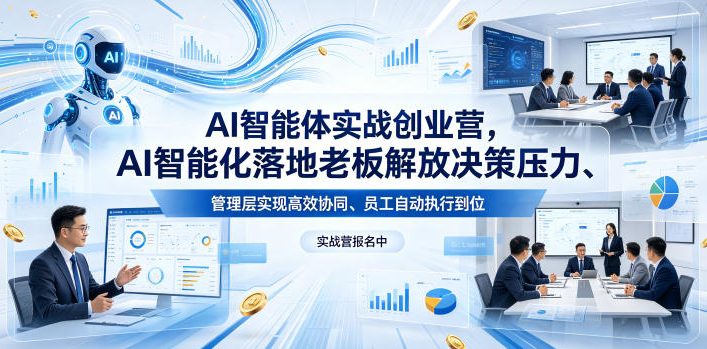 AI智能体实战创业营26年4月23-25号线下课，AI智能化落地老板解放决策压力、管理层实现高效协同、员工自动执行到位-亿起创业网-副业兼职月入过万-自媒体、引流推广、网赚项目、短视频、技术教程等创业项目资源