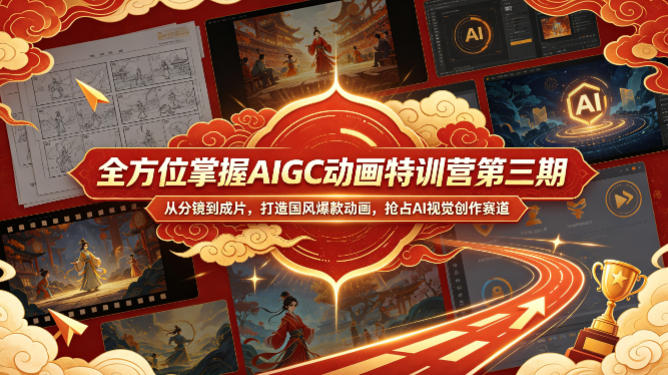 全方位掌握AIGC动画特训营第三期，从分镜到成片，打造国风爆款动画，抢占AI视觉创作赛道红利-亿起创业网-副业兼职月入过万-自媒体、引流推广、网赚项目、短视频、技术教程等创业项目资源