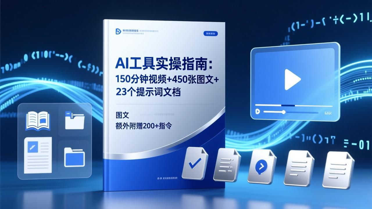 AI工具实操指南：150分钟视频+450张图文+23个提示词文档，额外附赠200+指令-亿佰盟网