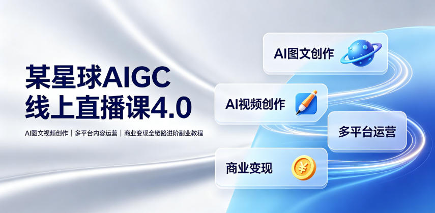 某星球AIGC线上直播课4.0｜AI图文视频创作、多平台内容运营、商业变现全链路进阶副业教程-亿起创业网-副业兼职月入过万-自媒体、引流推广、网赚项目、短视频、技术教程等创业项目资源