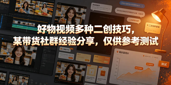 好物视频多种二创技巧，某带货社群经验分享，仅供参考测试-亿起创业网-副业兼职月入过万-自媒体、引流推广、网赚项目、短视频、技术教程等创业项目资源