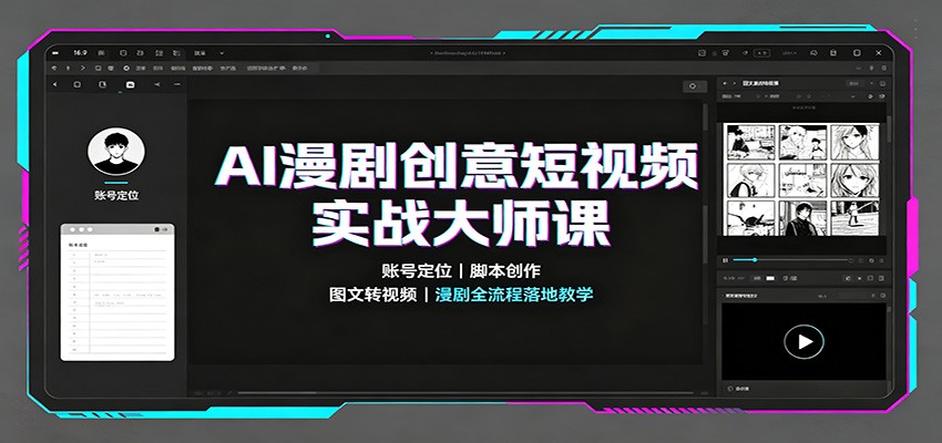 AI漫剧创意短视频实战大师课：账号定位脚本创作，图文转视频，漫剧全流程落地教学-亿起创业网-副业兼职月入过万-自媒体、引流推广、网赚项目、短视频、技术教程等创业项目资源
