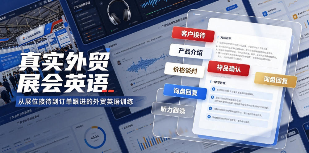 真实外贸展会英语，广交会外贸口语听力突击课程【音频】-亿起创业网-副业兼职月入过万-自媒体、引流推广、网赚项目、短视频、技术教程等创业项目资源