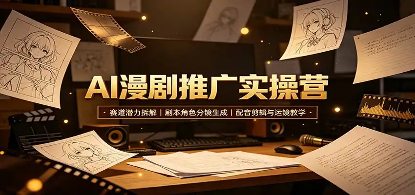 AI漫剧推广实操营：赛道潜力拆解，剧本角色分镜生成，配音剪辑与运镜教学-亿起创业网-副业兼职月入过万-自媒体、引流推广、网赚项目、短视频、技术教程等创业项目资源