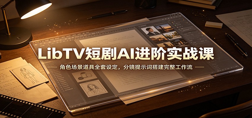 LibTV短剧AI进阶实战课：角色场景道具全套设定，分镜提示词搭建完整工作流-亿起创业网-副业兼职月入过万-自媒体、引流推广、网赚项目、短视频、技术教程等创业项目资源