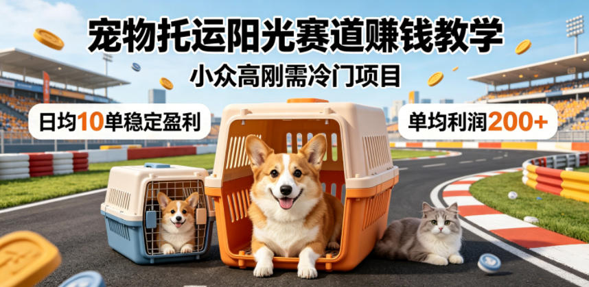 宠物托运阳光赛道賺钱教学，小众高刚需冷门项目，日均10单稳定盈利，单均利润200+-亿起创业网-副业兼职月入过万-自媒体、引流推广、网赚项目、短视频、技术教程等创业项目资源