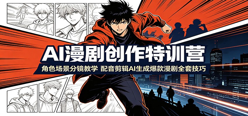 AI漫剧创作特训营：角色场景分镜教学，配音剪辑AI生成爆款漫剧全套技巧-亿起创业网-副业兼职月入过万-自媒体、引流推广、网赚项目、短视频、技术教程等创业项目资源