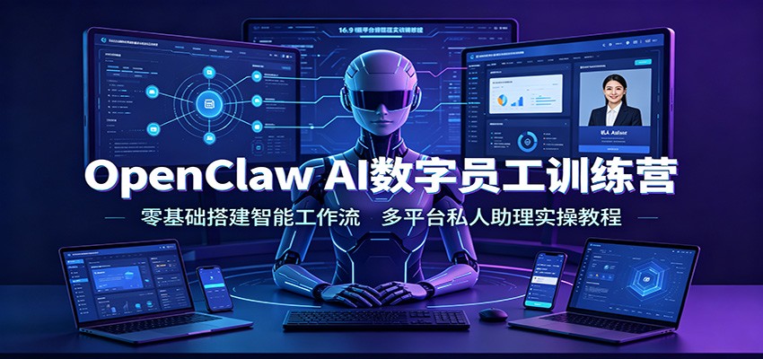 OpenClaw AI数字员工训练营：零基础搭建智能工作流，多平台私人助理实操教程-亿起创业网-副业兼职月入过万-自媒体、引流推广、网赚项目、短视频、技术教程等创业项目资源