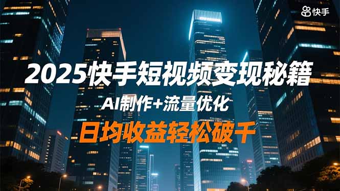 2025快手短视频变现秘籍，AI制作+流量优化，日均收益轻松破千-亿佰盟网