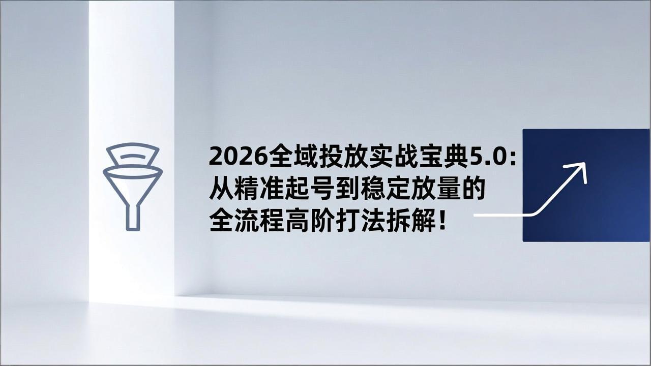 2026全域投放实战宝典5.0：从精准起号到稳定放量的全流程高阶打法拆解！-亿佰盟网