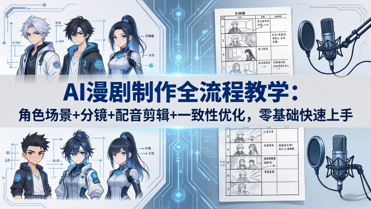 AI漫剧制作全流程教学：角色场景+分镜+配音剪辑+一致性优化，零基础快速上手-亿起创业网-副业兼职月入过万-自媒体、引流推广、网赚项目、短视频、技术教程等创业项目资源