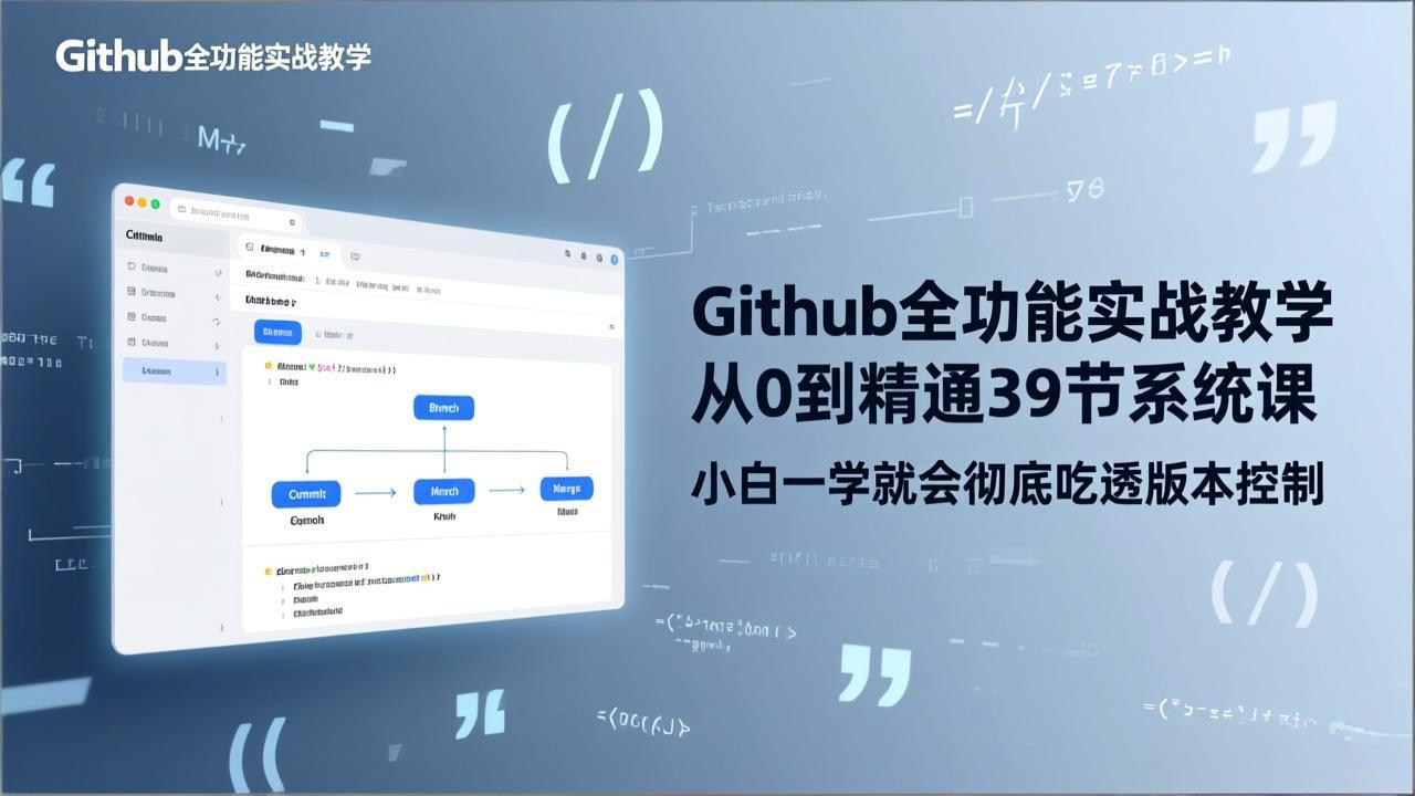 GitHub-全功能实战教学，从0到精通39节系统课，小白一学就会彻底吃透版本控制-亿佰盟网