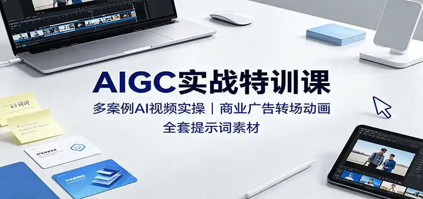 AIGC实战特训课：多案例AI视频实操，商业广告转场动画，全套提示词素材-亿起创业网-副业兼职月入过万-自媒体、引流推广、网赚项目、短视频、技术教程等创业项目资源